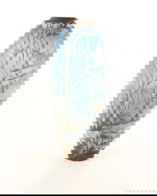 Peisaj de iarna-vaza din sticla pictata