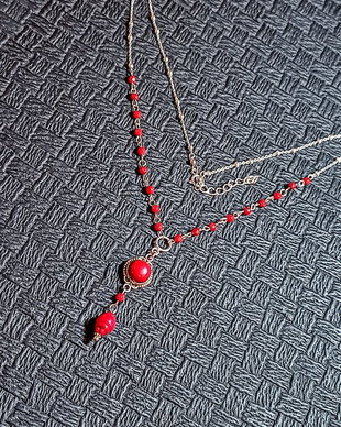 Colier argint coral conector lant argint minimalist boho chic trendy - Transport gratuit