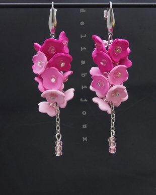 Cercei handmade statement unicat -flori - foamiran (cod1056)