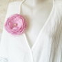 brosa floare roz pal cu perla , 12 cm