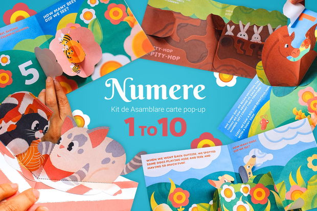 Kit de asamblare carte 3D pentru copii - Numere de la 1 la 10