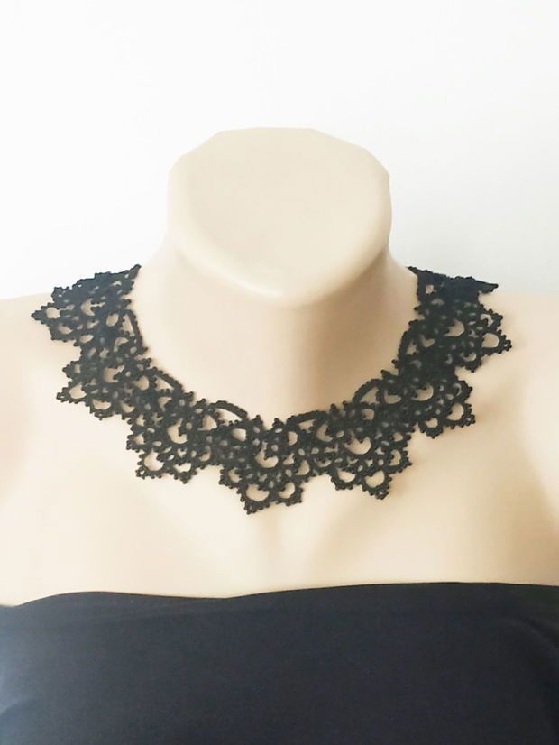 Colier negru din dantela frivolite, colier dantela neagra, bijuterii unicat, bijuterii tatting