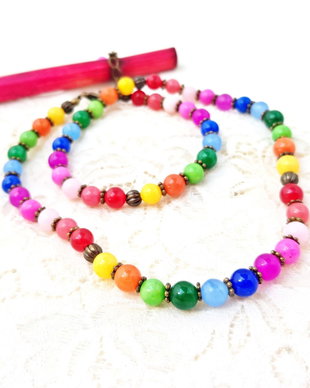 Colier cu jad multicolor