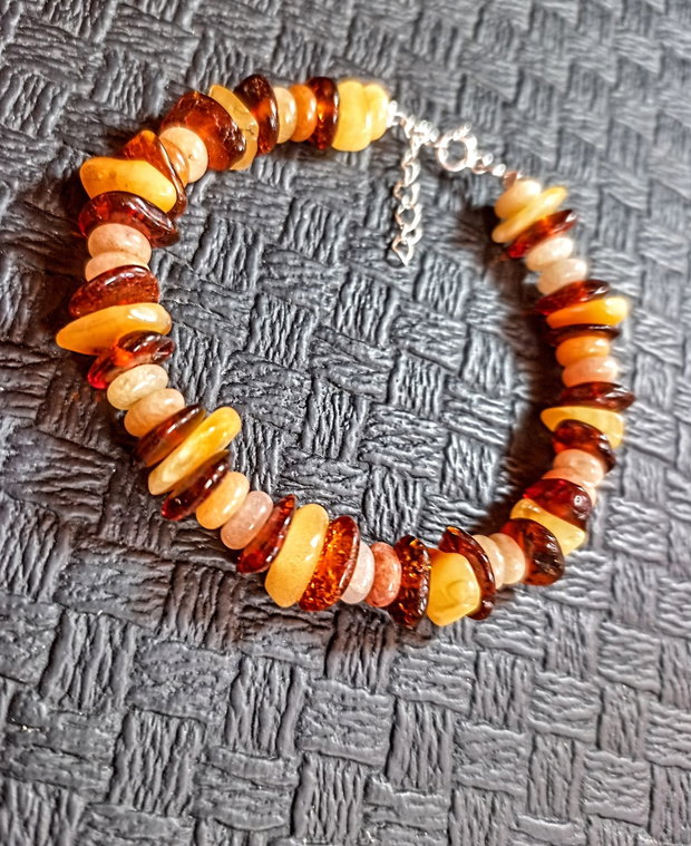 Bratara argint ambra chihlimbar jad disc nugget boho chic trendy cadou - Transport gratuit