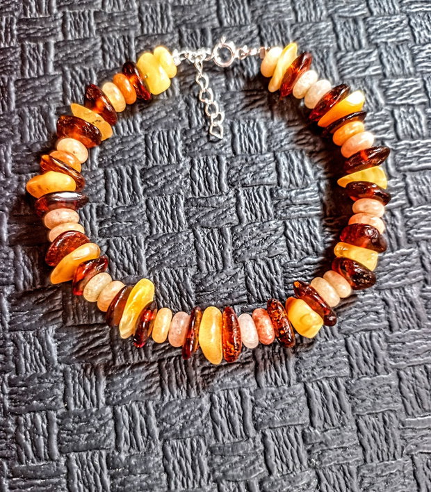 Bratara argint ambra chihlimbar jad disc nugget boho chic trendy cadou - Transport gratuit