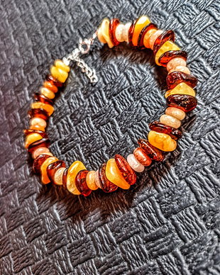 Bratara argint ambra chihlimbar jad disc nugget boho chic trendy cadou - Transport gratuit