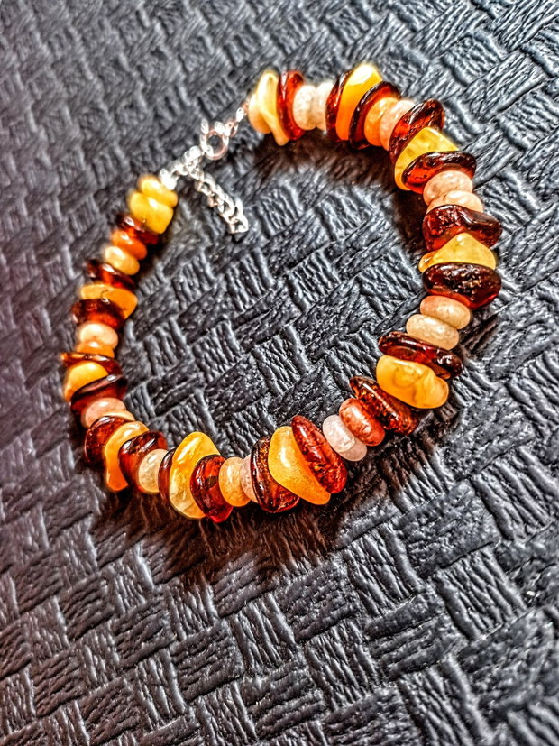 Bratara argint ambra chihlimbar jad disc nugget boho chic trendy cadou - Transport gratuit