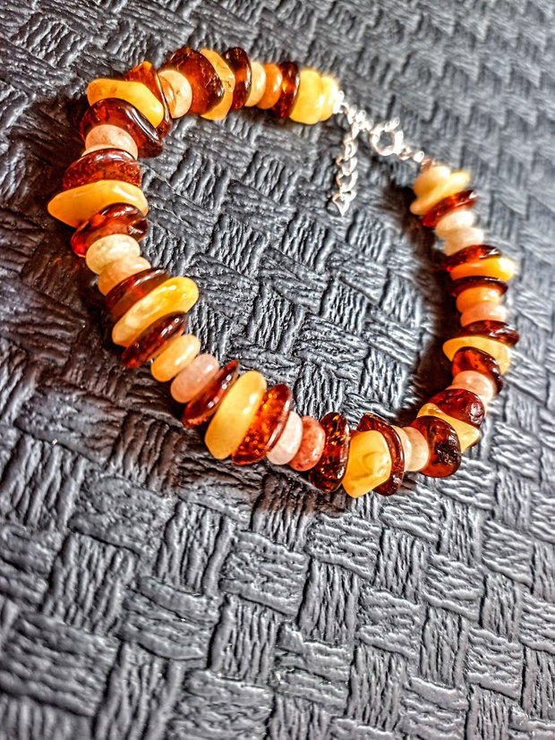 Bratara argint ambra chihlimbar jad disc nugget boho chic trendy cadou - Transport gratuit