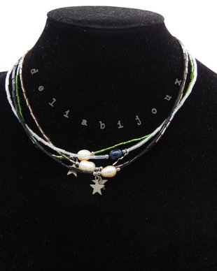 Coliere handmade - perle naturale de cultura si margele de nisip (cod1057)