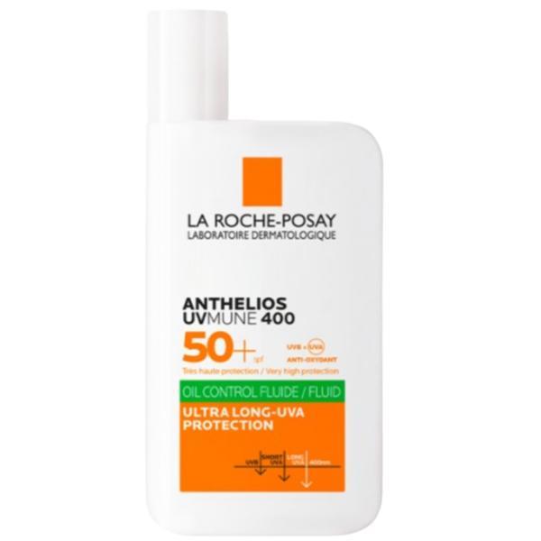 Fluid invizibil cu protectie solara pentru fata La Roche-Posay Anthelios Uvmune 400 Oil Control SPF 50+ pentru ten mixt-gras, 50 ml