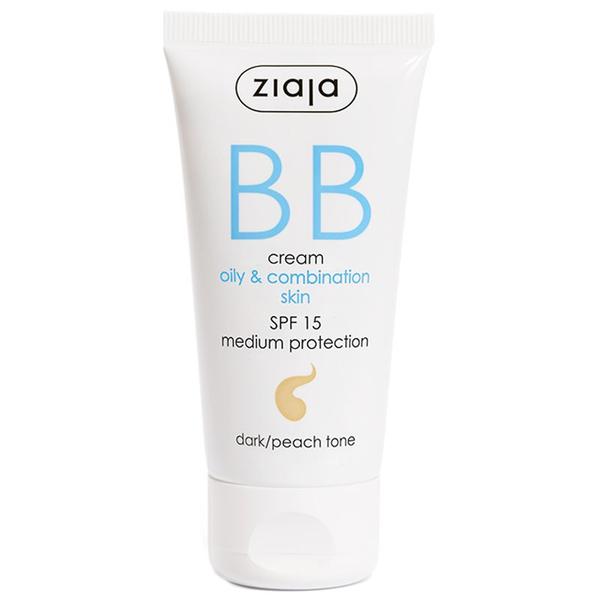 Crema BB pentru Tenul Gras/ Mixt - Ziaja BB Cream Oily &amp; Combination Skin, SPF 15, nuanta Dark/ Peach, 50 ml