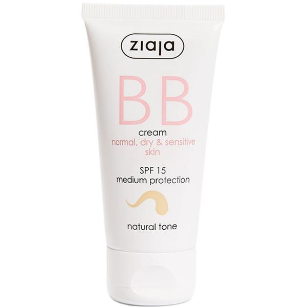 Crema BB pentru Tenul Normal, Uscat si Sensibil - Ziaja BB Cream Normal, Dry &amp; Sensitive Skin, SPF 15, nuanta Natural, 50 ml