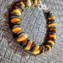 Bratara argint ambra chihlimbar negru honey onix negru boho chic trendy cadou - Transport gratuit