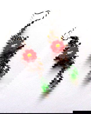 cercei cu flori rasina si cristale 46415