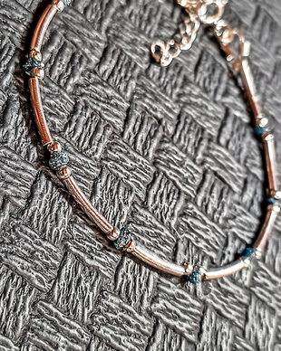 Bratara argint diamant brut albastru minimalista boho chic trendy cadou - Transport gratuit