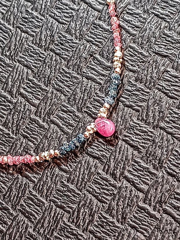 Colier argint diamant brut roz albastru safir roz brioleta lant argint minimalist boho chic trendy cadou - Transport gratuit