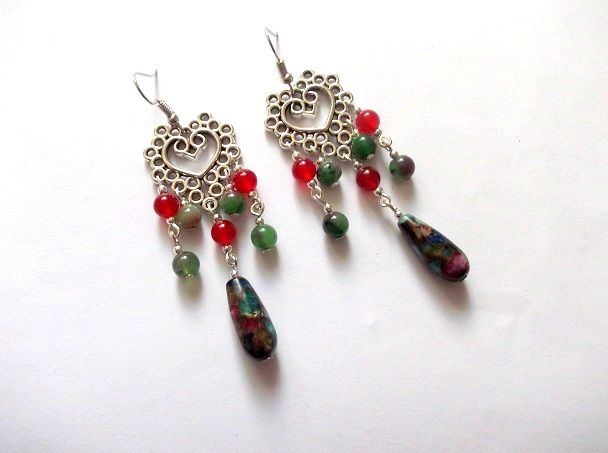 cercei regalit, ruby zoisit si agate 46413