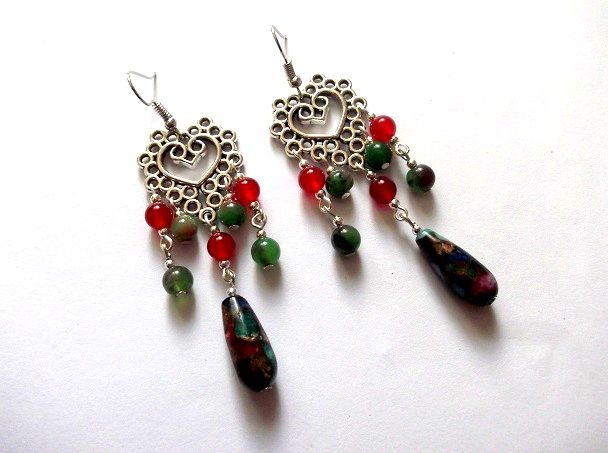 cercei regalit, ruby zoisit si agate 46413