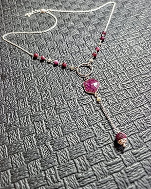 REZERVAT Colier argint diamant brut rubin conector lant argint minimlist boho chic trendy cadou - Transport gratuit