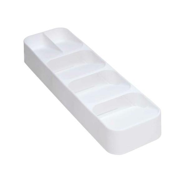 Organizator compact pentru tacamuri cu 5 compartimente, alb, 39&times;11.2&times;5.2 cm