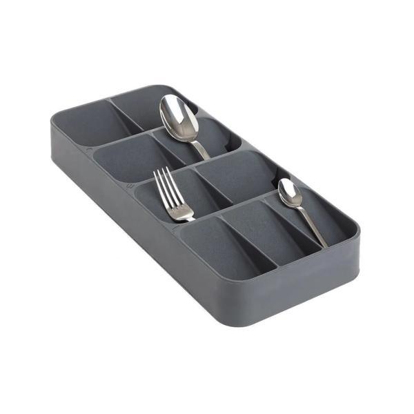 Organizator pentru tacamuri cu 9 compartimente, gri deschis, 38.5x16.5x5.2 cm