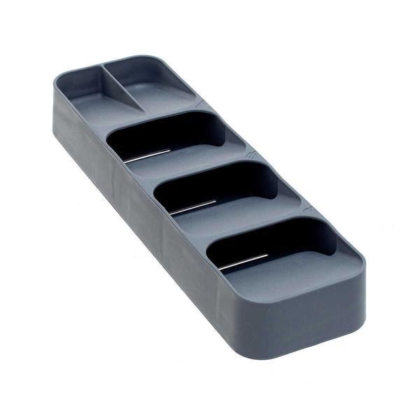 Organizator compact pentru tacamuri cu 5 compartimente, gri deschis, 39&times;11.2&times;5.2 cm