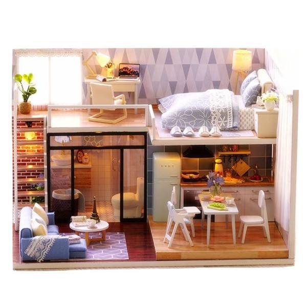 Casuta de asamblat pentru copii, do it yourself, decorativa cu mobilier Diy, 3D