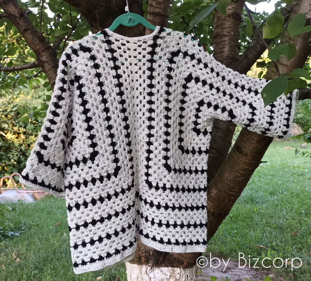 Cardigan croșetat hexagon, mărimea XL/XXL