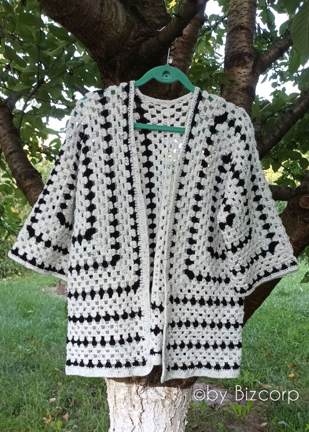 Cardigan croșetat hexagon, mărimea XL/XXL