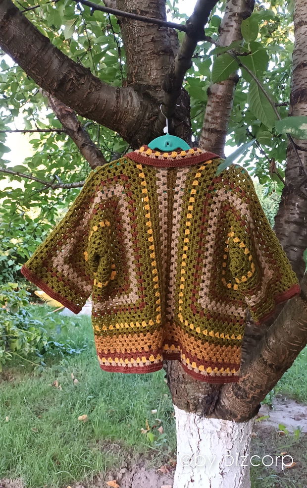 Cardigan croșetat hexagon, mărimea L/XL