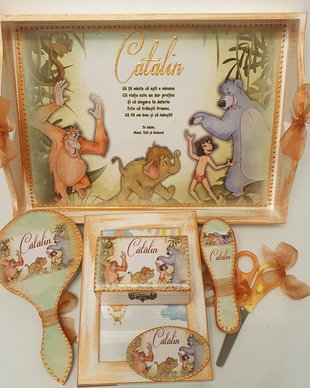 Set personalizat pentru taierea motului / 1an, tema Mowgli, Cartea Junglei