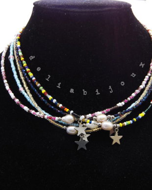 Coliere handmade - perle naturale de cultura si margele de nisip (cod1059)