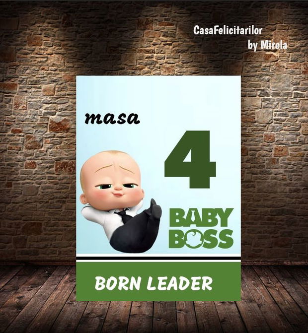 Numar masa botez Baby boss verde