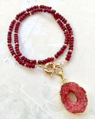 Colier agate visinii & pandantiv druzy