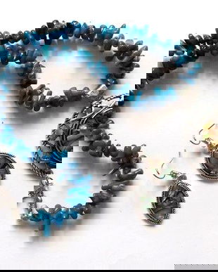 Set cu sidef paua si coral albastru 46464