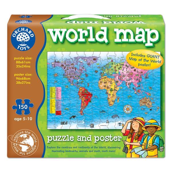 Puzzle si poster Harta lumii (engleza 150 piese) - Worls Map Puzzle &amp; Poster