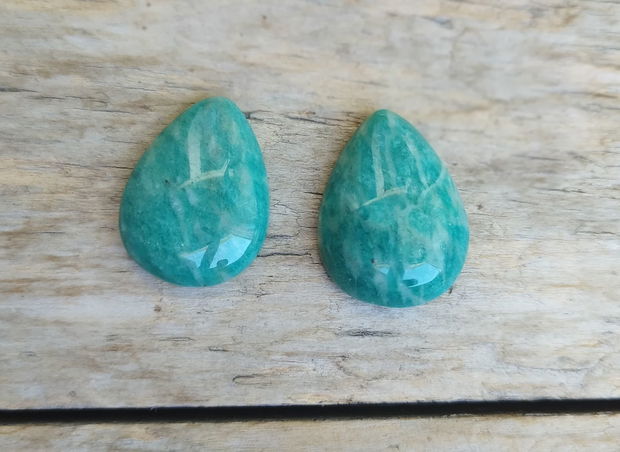 Cabochon amazonit rusesc, 25x18 mm (2 buc)