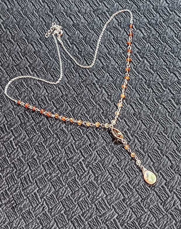 Colier argint opal de foc etiopian hessonit citrin conector lant argint ombre gradient degrade minimalist boho chic trendy - Transport gratuit