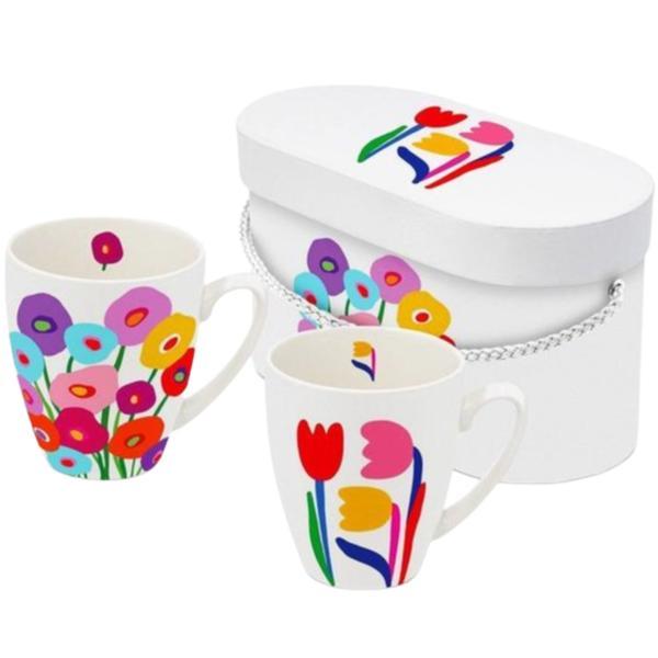 Set Cani pentru Ceai, Cafea si Cutie Eleganta din Ambalaj Premium Lalele