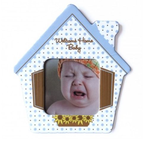 Magnet casa bebe bleu insertie foto