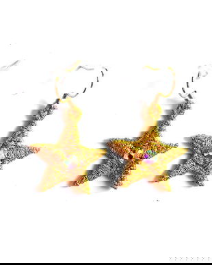 Cercei stea aurie cu cristale