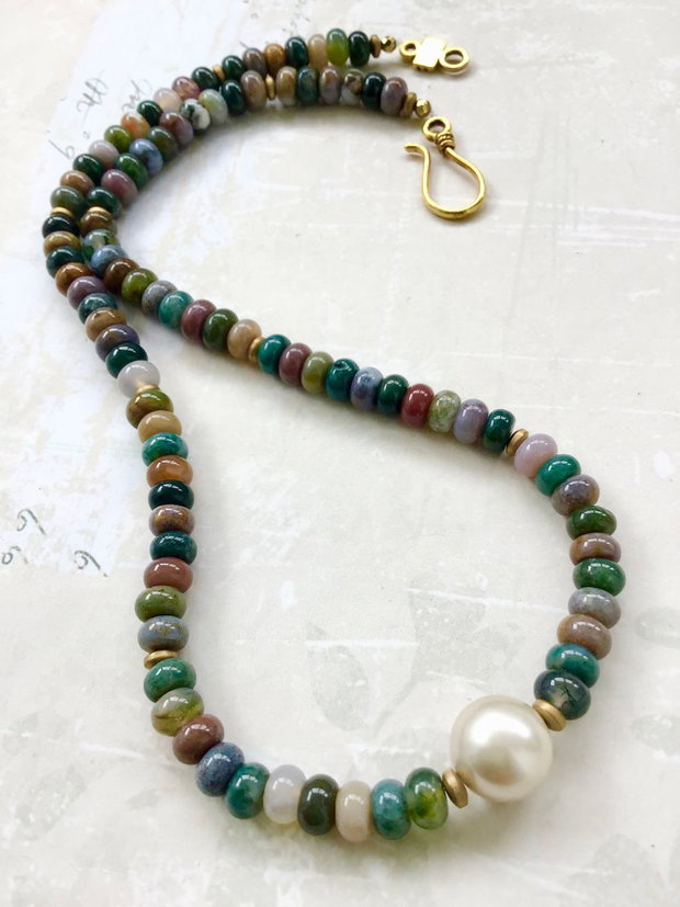 Colier CHOKER agate indiene