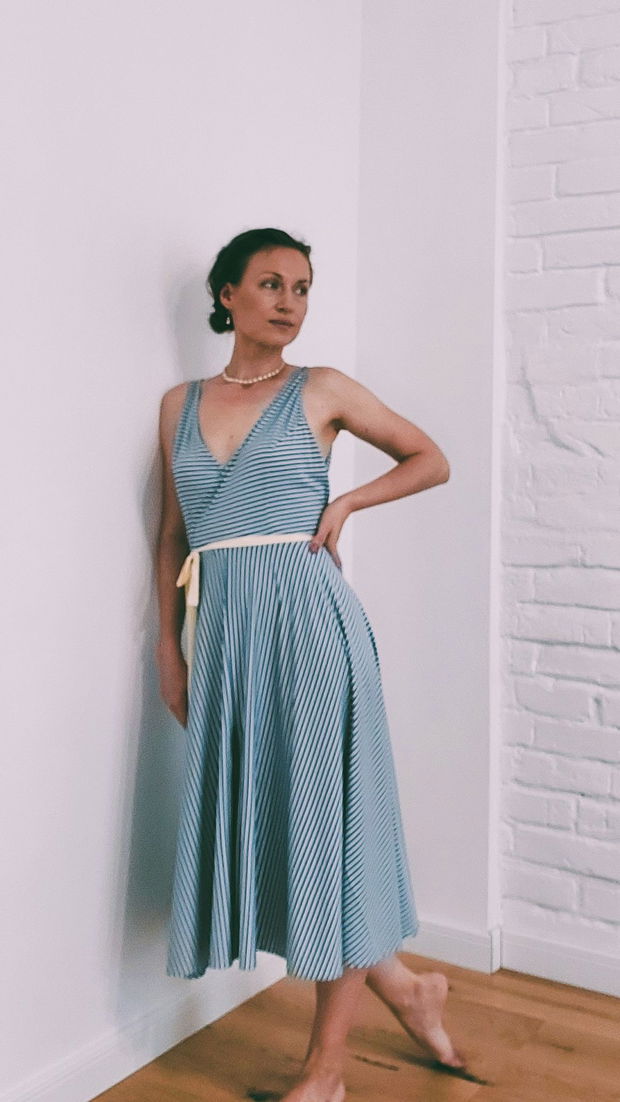 Rochie Jerse midi  "Sweet Summer - Bleu''