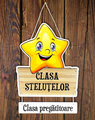 Decor din lemn pentru usa - clasa stelutelor