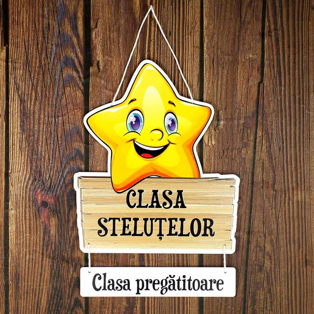 Decor din lemn pentru usa - clasa stelutelor