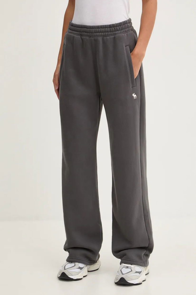 Abercrombie & Fitch pantaloni de trening culoarea gri, neted, KI147-4060