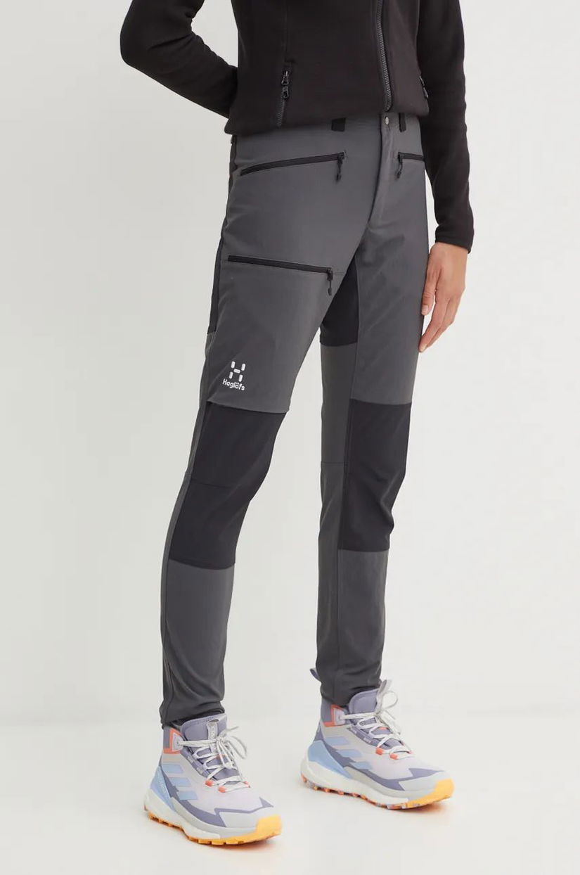 Haglöfs pantaloni de exterior Mid Slim culoarea gri, 607252