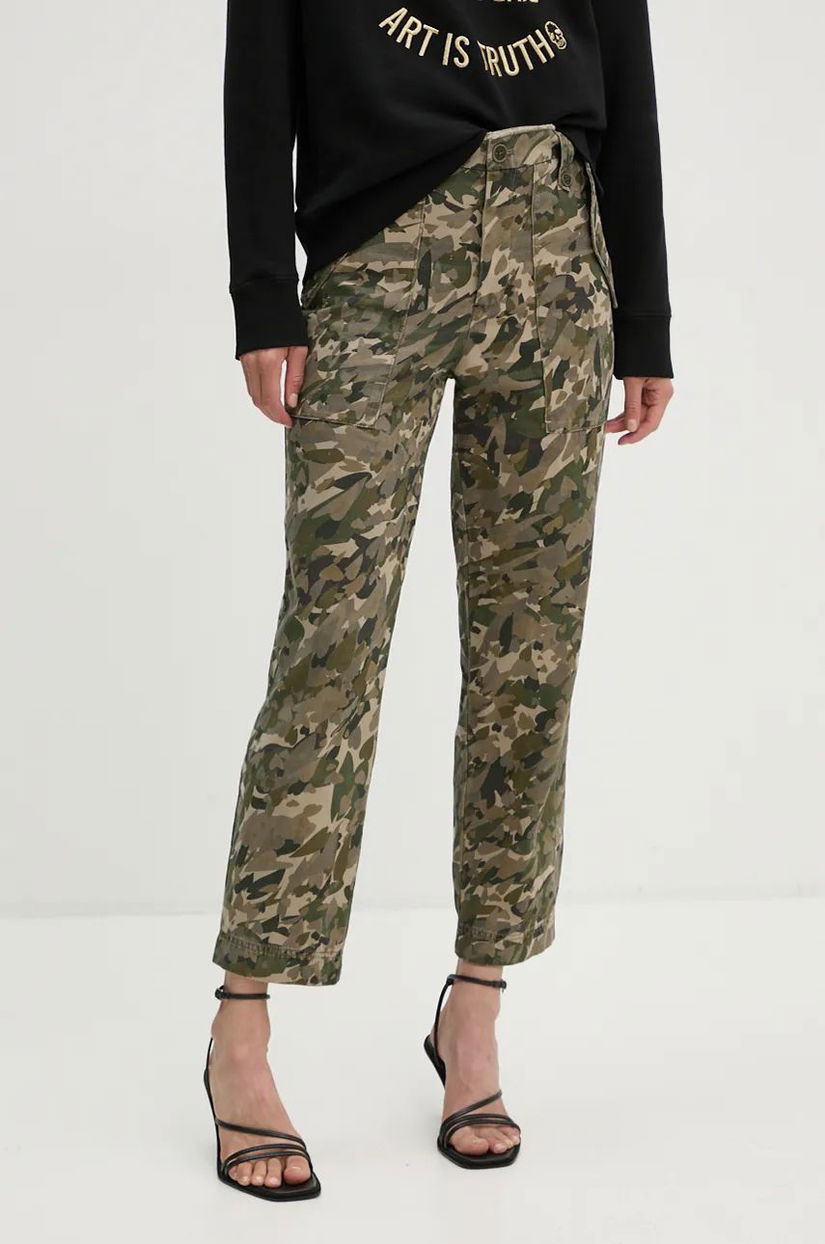 ZADIG&VOLTAIRE pantaloni femei, culoarea verde, fason cargo, high waist, WWPA00807