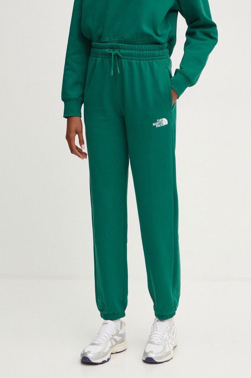 The North Face pantaloni de trening din bumbac Essential Jogger culoarea verde, neted, NF0A8A6KNL11