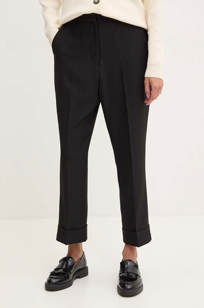 Dkny pantaloni femei, culoarea negru, drept, high waist, D2G4A112